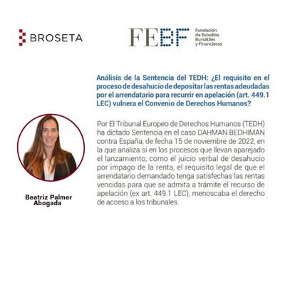 Análisis Sentencia del TEDH. El requisito en el proceso de desahucio de depositar las rentas adeudadas por el arrendatario para recurrir