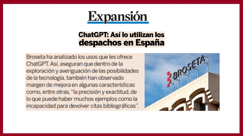  BROSETA analiza para Expansión jurídico el uso de ChatGPT