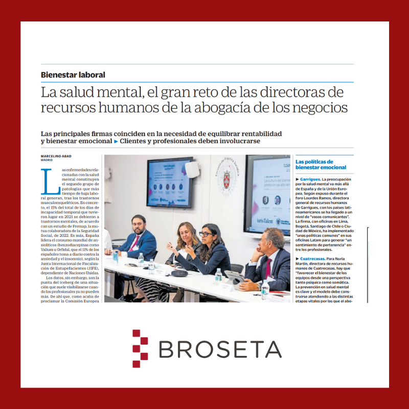 La salud mental, el gran reto de las directoras de recursos humanos de la abogacía de los negocios. Cinco Días