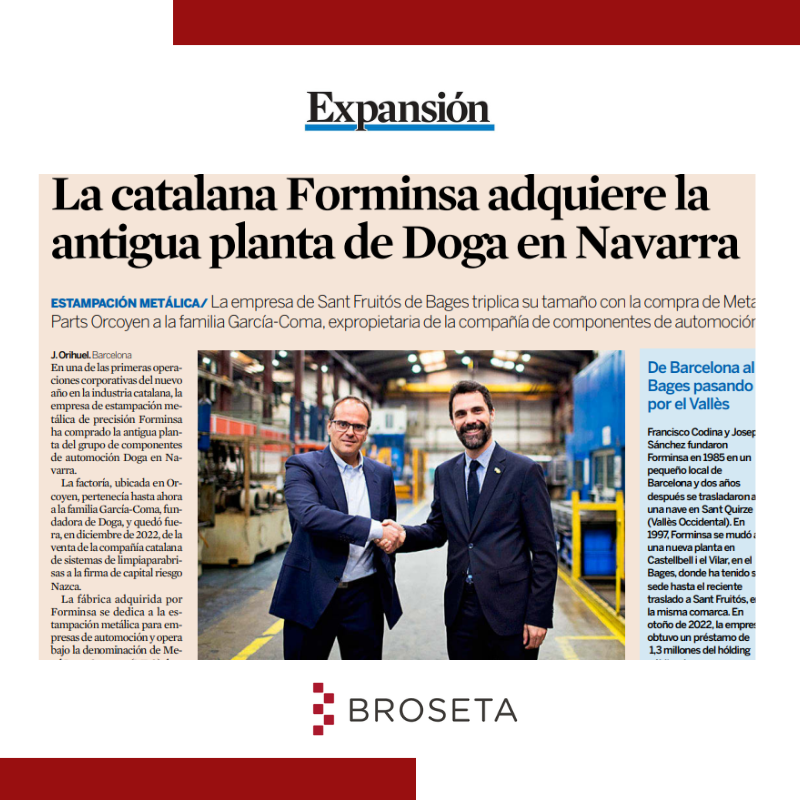 La catalana Forminsa adquiere la antigua planta de Doga en Navarra. Expansión