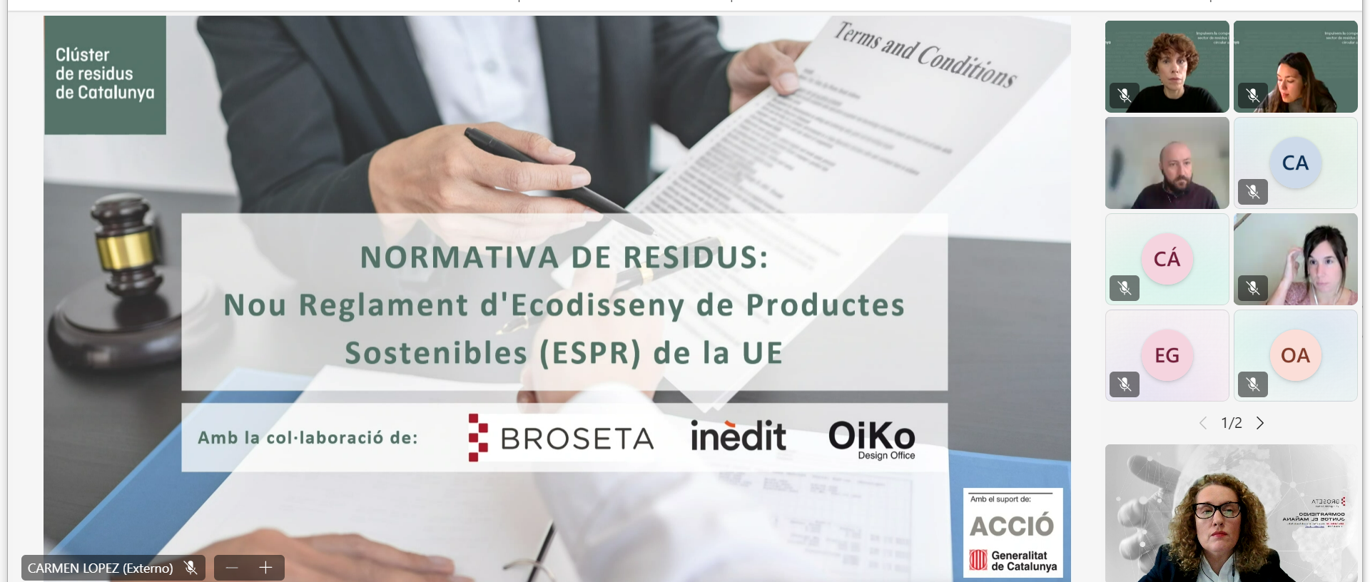 BROSETA participa el webinar organizado por el Clúster de Redidus de Catalunya “NORMATIVA DE RESIDUS: NOU REGLAMENT D’ECODISSENY DE PRODUCTES SOSTENIBLES (ESPR) DE LA UE”