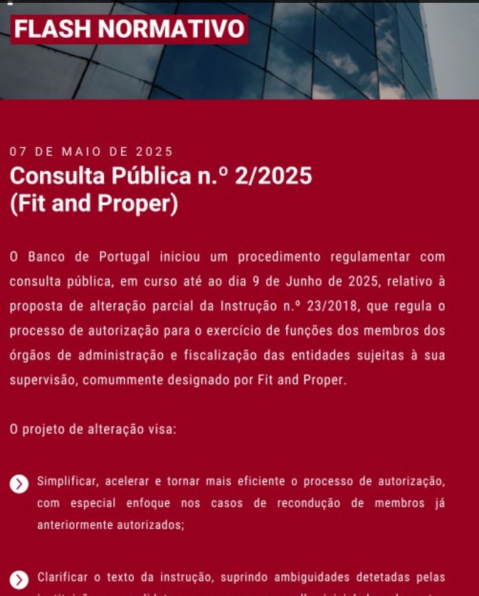 Consulta Pública nº 2/2025 (Fit and Proper)